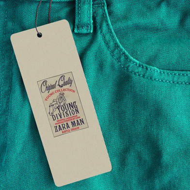Etiquette vêtement personnalisée en carton recyclable - 95 x 45 mm